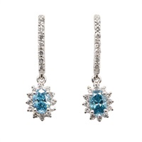 18K白金 鑽石 耳環【JEWELRY 無品牌珠寶】 Treated Blue D 2.7g