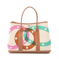 米色 帆布 Garden Party 36 PM 托特包 手提包 K刻【HERMES 愛馬仕】