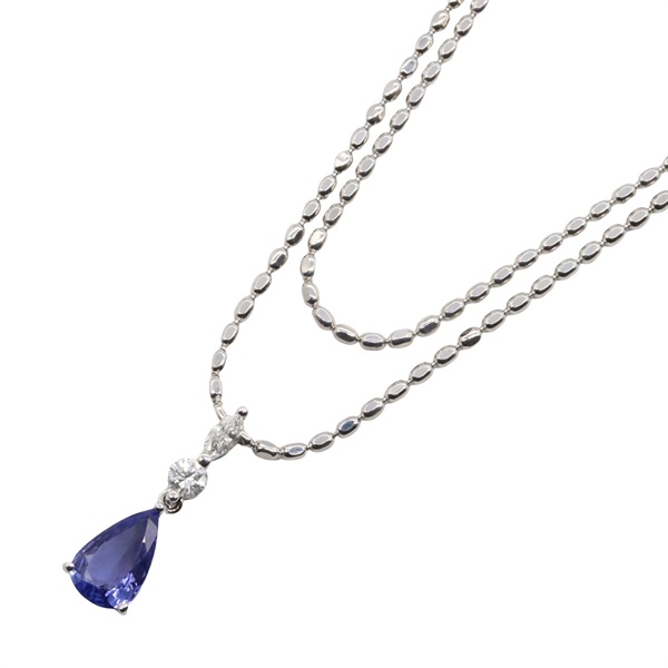 PT900鉑金 坦桑石 墜飾 18白K金 項鍊【JEWELRY 無品牌珠寶】 Tanzanite 11.0g