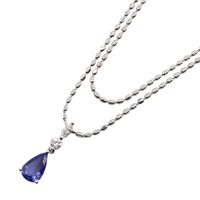 PT900鉑金 坦桑石 墜飾 18白K金 項鍊【JEWELRY 無品牌珠寶】 Tanzanite 11.0g