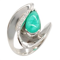祖母綠 鑽石 PT900鉑金 戒指【JEWELRY 無品牌珠寶】 Emerald 10.5g