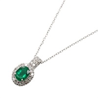 祖母綠 鑽石 18K白金 項鍊【JEWELRY 無品牌珠寶】 Emerald 3.0g
