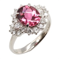 PT900鉑金 粉色碧璽 鑽石 戒指 11【JEWELRY 無品牌珠寶】 Pink tourmaline 5.3g