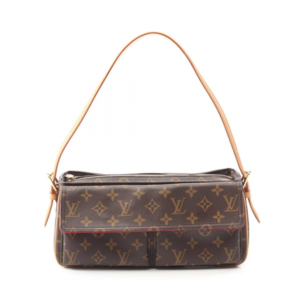棕色 原花 PVC塗層帆布 Cite MM 肩背包【LOUIS VUITTON LV 路易威登】 M51164