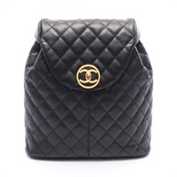 黑色 菱格紋 荔枝牛皮 後背包 金釦 (無卡)【CHANEL 香奈兒】