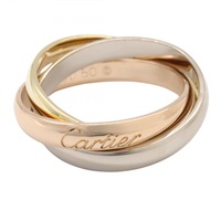 18K 三色三金 Trinity 三環戒指 50【Cartier 卡地亞】