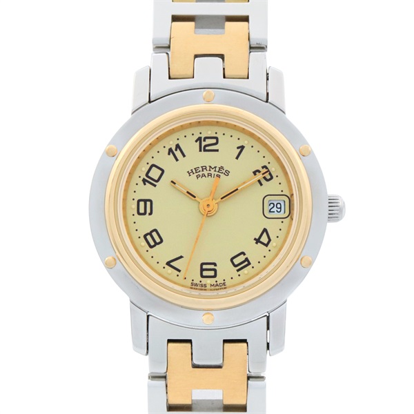 米白色錶盤 鍍金 不鏽鋼 Clipper 石英腕錶【HERMES 愛馬仕】 CL4.220