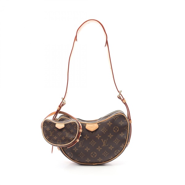 棕色 原花 帆布 Croissant MM 肩背包【LOUIS VUITTON LV 路易威登】 M46828