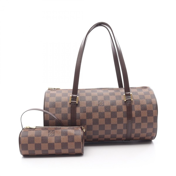 棕色 棋盤格 PVC塗層帆布 PAPILLON 30 手提包【LOUIS VUITTON LV 路易威登】 N51303