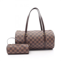 棕色 棋盤格 PVC塗層帆布 PAPILLON 30 手提包【LOUIS VUITTON LV 路易威登】 N51303