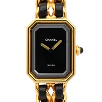 Premiere L 石英腕錶 黑色錶盤 鍍金 皮革錶帶【CHANEL 香奈兒】 H0001
