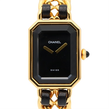 黑色錶盤 鍍金 皮革錶帶 Premiere S 石英腕錶【CHANEL 香奈兒】 H0001