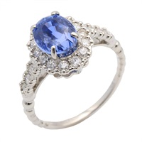 PT900 鉑金 無燒藍寶石 鑽石 戒指 12【JEWELRY 無品牌珠寶】