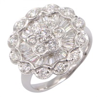 18K白金 鑽石 花朵戒指 10.5【JEWELRY 無品牌珠寶】 Diamond 6.8g