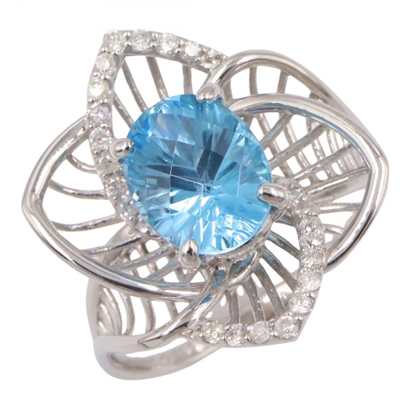 18K白金 藍色托帕石 鑽石 戒指 12.5【JEWELRY 無品牌珠寶】 Blue Topaz 4.5g