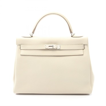 奶昔白 Togo牛革 Kelly 32 凱莉包 兩用包 T刻 銀扣【HERMES 愛馬仕】