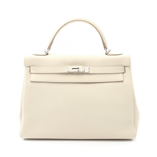 奶昔白 Togo牛革 Kelly 32 凱莉包 兩用包 T刻 銀扣【HERMES 愛馬仕】