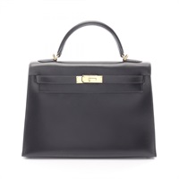 黑色 BOX牛皮 Kelly 32 凱莉包 兩用包 □I刻 金釦【HERMES 愛馬仕】
