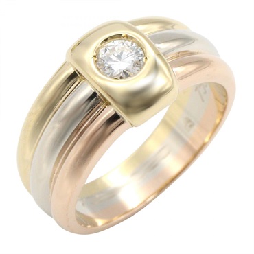 18K 三色三金 1PD鑽石 戒指 52【Cartier 卡地亞】