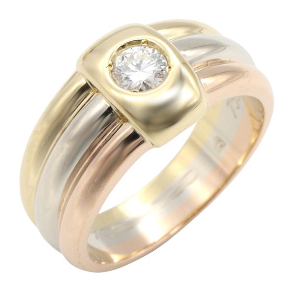 18K 三色三金 1PD鑽石 戒指 52【Cartier 卡地亞】