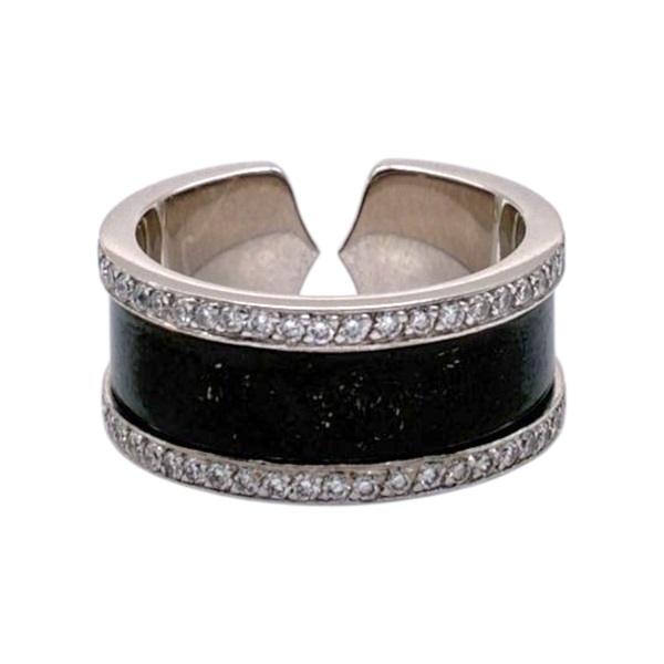 18K白金 黑色漆面 鑽石 Logo 2C 戒指【Cartier 卡地亞】