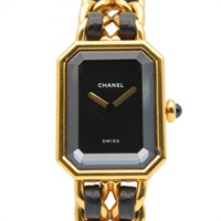 黑色錶盤 鍍金 皮革錶帶 Premiere M 石英腕錶【CHANEL 香奈兒】 H0001