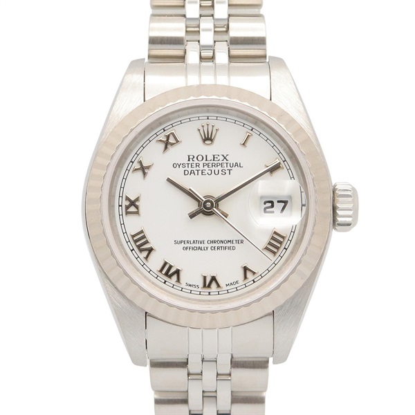 18K白金 不鏽鋼 白面盤 Date Just 腕錶【ROLEX 勞力士】 79174