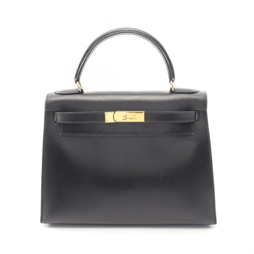 Kelly 28 凱莉包 兩用包 黑色 Box牛皮 〇Z刻 金扣【HERMES 愛馬仕】