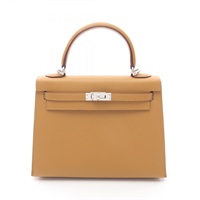 芝麻色 Epsom 牛皮 Kelly 25 凱莉包 两用包 B刻 銀扣【HERMES 愛馬仕】