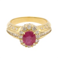 18K黃金 紅寶石 鑽石 戒指【JEWELRY 無品牌珠寶】