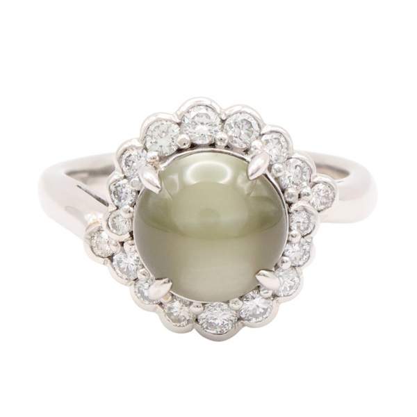 PT900鉑金 金綠貓眼石 鑽石 戒指【JEWELRY 無品牌珠寶】 Chrysoberyl  8.5g