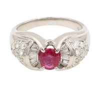 PT900 鉑金 紅寶石 鑽石 戒指【JEWELRY 無品牌珠寶】