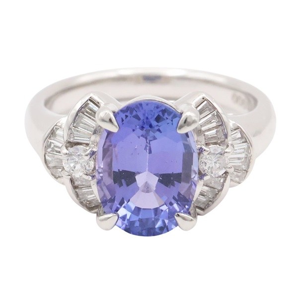 PT900鉑金 坦桑石 鑽石 戒指【JEWELRY 無品牌珠寶】