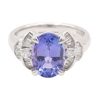 PT900鉑金 坦桑石 鑽石 戒指【JEWELRY 無品牌珠寶】