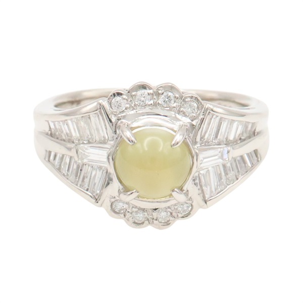 PT900鉑金 貓眼石 水鑽 戒指【JEWELRY 無品牌珠寶】