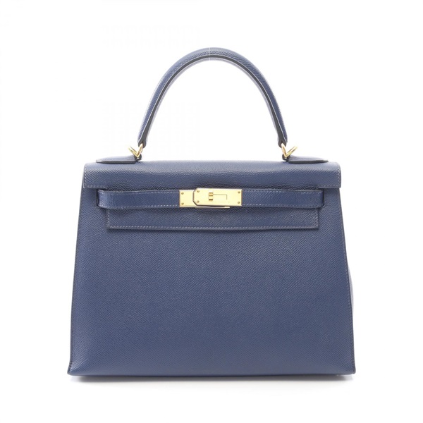 HERMES 愛馬仕 Kelly 28 凱莉包 兩用包 墨水藍 Epsom牛皮 Z刻 金扣