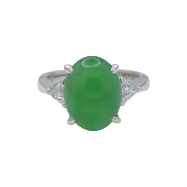 PT900鉑金 翡翠 鑽石 戒指【JEWELRY 無品牌珠寶】 Jade 7.0g
