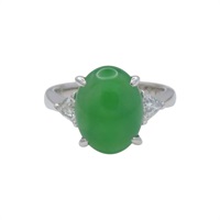 PT900鉑金 翡翠 鑽石 戒指【JEWELRY 無品牌珠寶】 Jade 7.0g