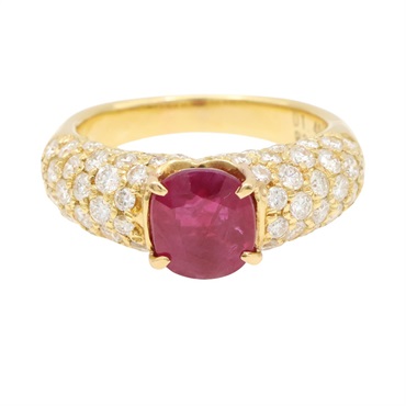 18K黃金 紅寶石 鑽石 戒指【JEWELRY 無品牌珠寶】