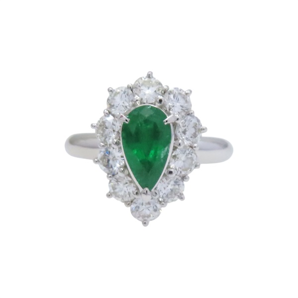 PT900鉑金 祖母綠 鑽石 戒指【JEWELRY 無品牌珠寶】 Emerald 9.0g