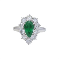 PT900鉑金 祖母綠 鑽石 戒指【JEWELRY 無品牌珠寶】 Emerald 9.0g