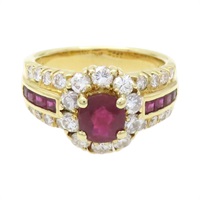 18K黃金 紅寶石 鑽石 戒指【JEWELRY 無品牌珠寶】 Ruby 9.7g