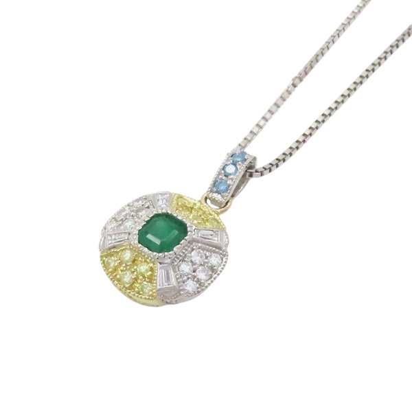 18K黃金 PT850/PT900鉑金 祖母綠 鑽石 項鏈【JEWELRY 無品牌珠寶】 Emerald 6.8g