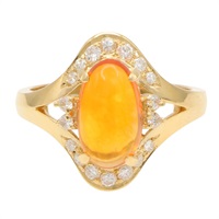 18K黃金 黃色 蛋白石 鑽石 戒指【JEWELRY 無品牌珠寶】 Opal 7.3g