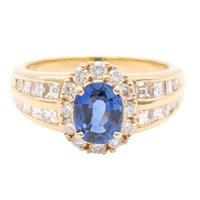 18K黃金 藍寶石 鑽石 戒指【JEWELRY 無品牌珠寶】