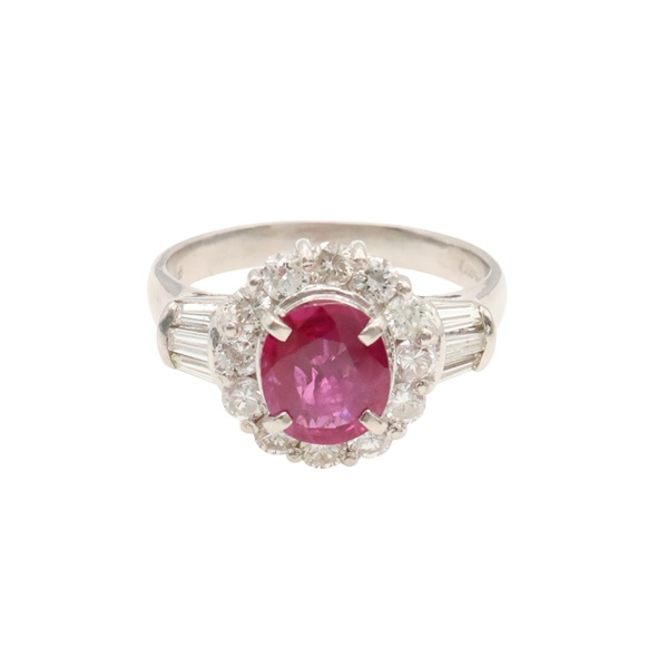 PT900 鉑金 紅寶石 鑽石 戒指【JEWELRY 無品牌珠寶】