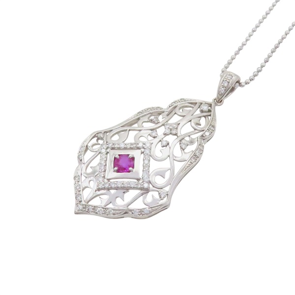 18K白金 紅寶石 鑽石 項鏈【JEWELRY 無品牌珠寶】 Ruby 7.4g