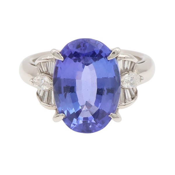 PT900鉑金 藍寶石 戒指 6.55ct【JEWELRY 無品牌珠寶】 Tanzanite 9.6g