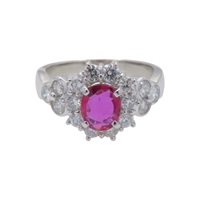 PT900鉑金 紅寶石 鑽石 戒指【JEWELRY 無品牌珠寶】 Ruby 7.5g