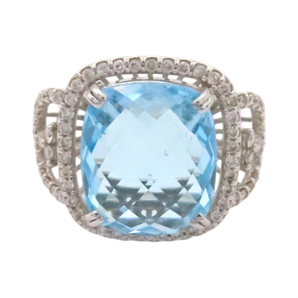 18K白金 藍色托帕石 鑽石 戒指【JEWELRY 無品牌珠寶】 Blue Topaz 9.7g